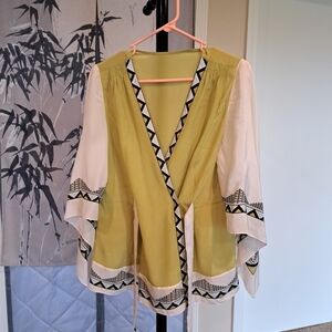 Unique Vintage 100% Silk Kimono Style Top Blouse S/M?